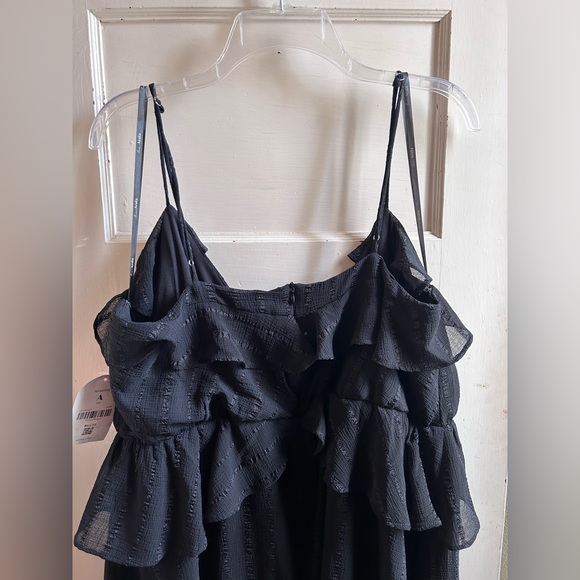 NWT! Arula by Altar’d State Black Babydoll Ruffle Dress with Spaghetti Straps - Picture 4 of 7